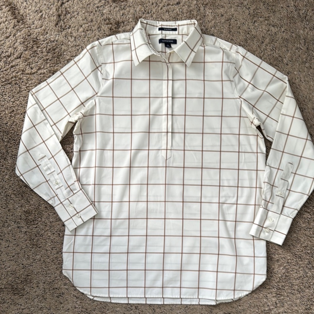 LANDS’END Women’s 100% Cotton Shirt Blouse Size 12